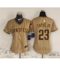 Women San Diego Padres 23 Fernando Tatis Jr  Tan Stitched Baseball Jersey