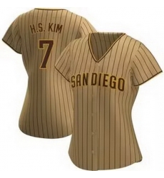 Women San Diego Padres 7 Ha Seong Kim White Stitched Brown1 Jersey Women San Diego Padres 7 Ha Seong Kim White Stitched Brown1 Jersey