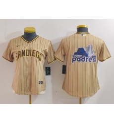 Women San Diego Padres Tan Team Big Logo Stitched Baseball Jersey Women San Diego Padres Tan Team Big Logo Stitched Baseball Jersey