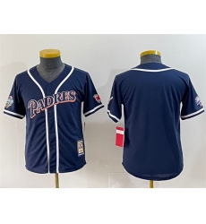 Youth San Diego Padres Blank Navy Throwback With Patch Stitched Baseball Jersey