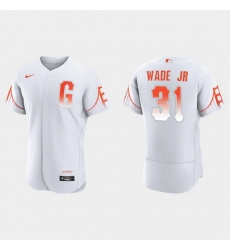 Men San Francisco Giants 31 Lamonte Wade Jr  Men 2021 City Connect Authentic White Jersey