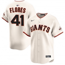 Men San Francisco Giants 41 Wilmer Flores Cream 2024 Home Limited Stitched Baseball Jersey