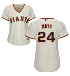 Womens Majestic San Francisco Giants 24 Willie Mays Authentic Cream Home Cool Base MLB Jersey