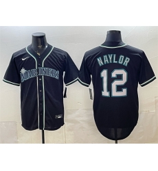 Men Seattle Mariners 12 Josh Naylor 2026 Fashion Replica Black Out Stitched Baseball Jersey Men Seattle Mariners 12 Josh Naylor 2026 Fashion Replica Black Out Stitched Baseball Jersey