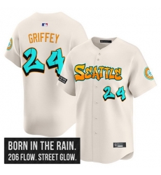 Men Seattle Mariners 24 Ken Griffey Jr  Cream 2025 Graffiti Emerald Drop Edition Vapor Premier Limited Stitched Jersey
