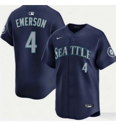 Men Seattle Mariners  4 Colt Emerson Navy Cool Base Stitched Baseball Jersey