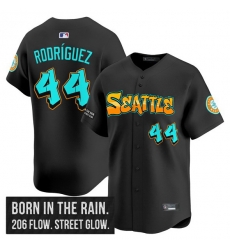 Men Seattle Mariners 44 Julio Rodr EDguez Black 2025 Graffiti Emerald Drop Edition Vapor Premier Limited Stitched Jersey