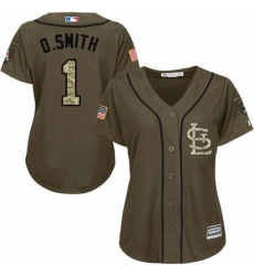 Womens Majestic St Louis Cardinals 1 Ozzie Smith Replica Green Salute to Service MLB Jersey Womens Majestic St Louis Cardinals 1 Ozzie Smith Replica Green Salute to Service MLB Jersey