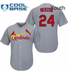 Youth Majestic St Louis Cardinals 24 Whitey Herzog Authentic Grey Road Cool Base MLB Jersey Youth Majestic St Louis Cardinals 24 Whitey Herzog Authentic Grey Road Cool Base MLB Jersey