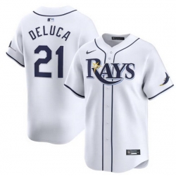 Men Tampa Bay Rays 21 Jonny DeLuca White Home Limited Stitched Baseball Jersey