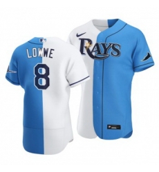 Men Tampa Bay Rays 8 Brandon Lowe Split White Blue Two Tone Jersey Men Tampa Bay Rays 8 Brandon Lowe Split White Blue Two Tone Jersey