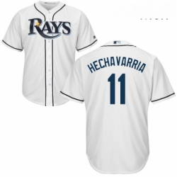 Mens Majestic Tampa Bay Rays 11 Adeiny Hechavarria Replica White Home Cool Base MLB Jersey 