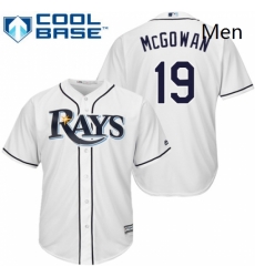 Mens Majestic Tampa Bay Rays 19 Dustin McGowan Replica White Home Cool Base MLB Jersey Mens Majestic Tampa Bay Rays 19 Dustin McGowan Replica White Home Cool Base MLB Jersey