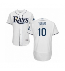 Men's Tampa Bay Rays #10 Mike Zunino Home White Home Flex Base Authentic Collection Baseball Player Jersey Men's Tampa Bay Rays #10 Mike Zunino Home White Home Flex Base Authentic Collection Baseball Player Jersey