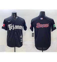 Men Texas Rangers Team Big Logo Black Mexico 2025 Vapor Premier Limited Stitched Baseball JerseyS