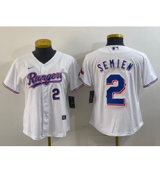 Women Texas Rangers 2 Marcus Semien White Gold Cool Base Stitched Baseball Jersey Women Texas Rangers 2 Marcus Semien White Gold Cool Base Stitched Baseball Jersey