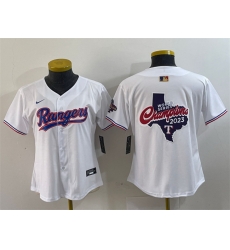 Women Texas Rangers Team Big Logo White Gold Stitched Baseball Jersey 2 Women Texas Rangers Team Big Logo White Gold Stitched Baseball Jersey 2