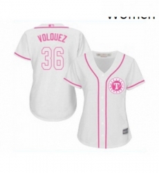 Womens Texas Rangers 36 Edinson Volquez Replica White Fashion Cool Base Baseball Jersey Womens Texas Rangers 36 Edinson Volquez Replica White Fashion Cool Base Baseball Jersey