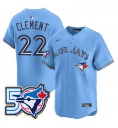 Men Toronto Blue Jays 22 Ernie Clement 50th Anniversary Alternate Limited Jersey Men Toronto Blue Jays 22 Ernie Clement 50th Anniversary Alternate Limited Jersey