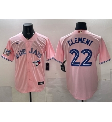 Men Toronto Blue Jays  22 Ernie Clement Pink 50 Seasons Patch Stitched Baseball Jersey