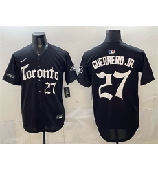 Men Toronto Blue Jays 27 Vladimir Guerrero Jr  Black Gothic North Edition Limited Stitched Baseball Jersey