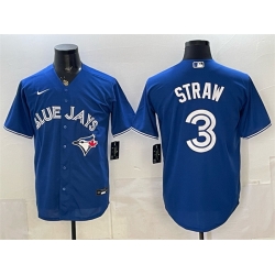 Men Toronto Blue Jays  3 Myles Straw Royal Stitched Baseball Jersey