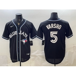 Men Toronto Blue Jays  5 Daulton Varsho 2026 Fashion Replica Black Out Stitched Baseball Jersey