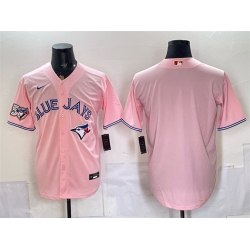 Men Toronto Blue Jays Blank Pink 50 Seasons Patch Stitched Baseball Jersey