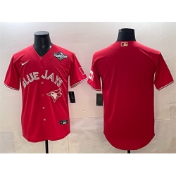 Men Toronto Blue Jays Blank Red 2025 World Series Home Cool Base Stitched Baseball Jersey