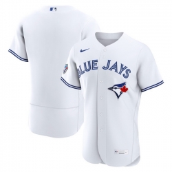 Men Toronto Blue Jays Blank White 50 Seasons Patch Stitched Baseball Jersey