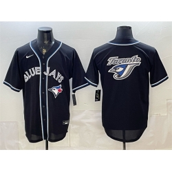 Men Toronto Blue Jays Team Big Logo 2026 Fashion Replica Black Out Stitched Baseball Jersey