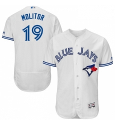 Mens Majestic Toronto Blue Jays 19 Paul Molitor White Home Flex Base Authentic Collection MLB Jersey Mens Majestic Toronto Blue Jays 19 Paul Molitor White Home Flex Base Authentic Collection MLB Jersey
