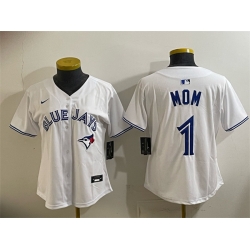 Women Toronto Blue Jays  1 Mom White Limited Stitched Baseball Jersey