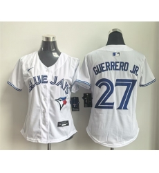 Women Toronto Blue Jays 27 Vladimir Guerrero Jr  White Limited Stitched Baseball Jersey 28Run Small 29