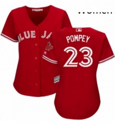 Womens Majestic Toronto Blue Jays 23 Dalton Pompey Replica Scarlet Alternate MLB Jersey Womens Majestic Toronto Blue Jays 23 Dalton Pompey Replica Scarlet Alternate MLB Jersey