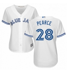 Womens Majestic Toronto Blue Jays 28 Steve Pearce Replica White Home MLB Jersey Womens Majestic Toronto Blue Jays 28 Steve Pearce Replica White Home MLB Jersey