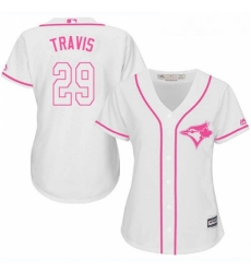 Womens Majestic Toronto Blue Jays 29 Devon Travis Replica White Fashion Cool Base MLB Jersey Womens Majestic Toronto Blue Jays 29 Devon Travis Replica White Fashion Cool Base MLB Jersey