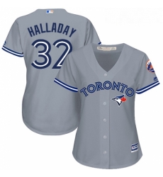 Womens Majestic Toronto Blue Jays 32 Roy Halladay Replica Grey Road MLB Jersey Womens Majestic Toronto Blue Jays 32 Roy Halladay Replica Grey Road MLB Jersey