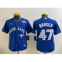 Youth Toronto Blue Jays 47 Addison Barger Royal 2025 World Series Cool Base Stitched Baseball Jersey