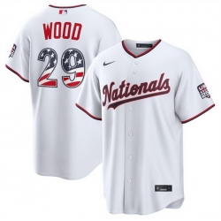 Men Washington Nationals  29 James Wood White USA 250 Fourth of July Home Stitched Baseball Jersey