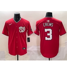 Men Washington Nationals 3 Dylan Crews Red Limited Stitched Baseball Jersey Men Washington Nationals 3 Dylan Crews Red Limited Stitched Baseball Jersey