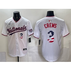 Men Washington Nationals  3 Dylan Crews White USA 250 Fourth of July Home Stitched Baseball Jersey