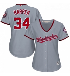 Womens Majestic Washington Nationals 34 Bryce Harper Replica Grey Road Cool Base MLB Jersey Womens Majestic Washington Nationals 34 Bryce Harper Replica Grey Road Cool Base MLB Jersey
