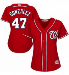 Womens Majestic Washington Nationals 47 Gio Gonzalez Replica Red Alternate 1 Cool Base MLB Jersey Womens Majestic Washington Nationals 47 Gio Gonzalez Replica Red Alternate 1 Cool Base MLB Jersey