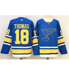 Men St  Louis Blues 18 Robert Thomas Blue 2025 Stitched Hockey Jersey