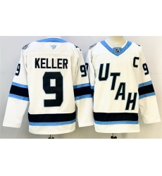 Men Utah Mammoth 9 Clayton Keller White 2025 With C Patch Stitched Jersey