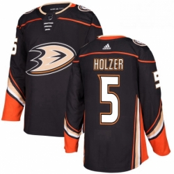 Mens Adidas Anaheim Ducks 5 Korbinian Holzer Premier Black Home NHL Jersey 
