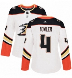 Womens Adidas Anaheim Ducks 4 Cam Fowler Authentic White Away NHL Jersey 