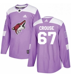 Mens Adidas Arizona Coyotes 67 Lawson Crouse Authentic Purple Fights Cancer Practice NHL Jersey 