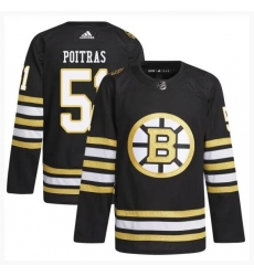 Men Boston Bruins 51 Matthew Poitras Black 100th Anniversary Stitched Jersey Men Boston Bruins 51 Matthew Poitras Black 100th Anniversary Stitched Jersey